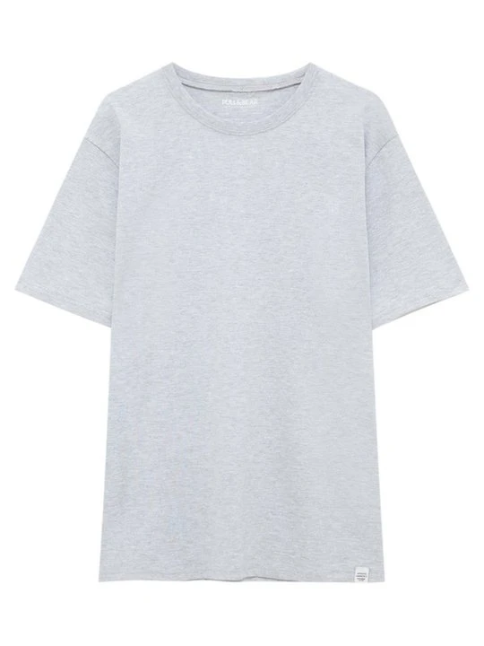 Zdjęcie produktu T-shirt basic PULL&BEAR jasnoszary