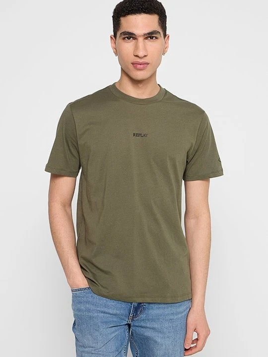 Zdjęcie produktu T-shirt basic Replay oliwkowy