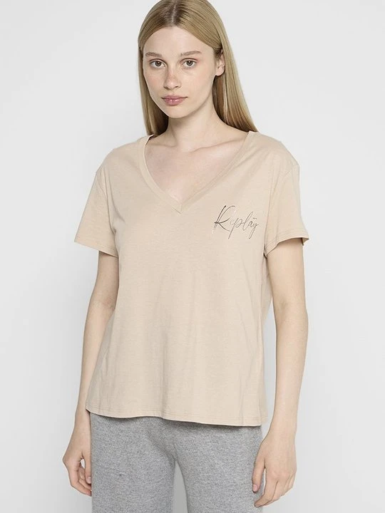 Zdjęcie produktu T-shirt basic Replay beżowy