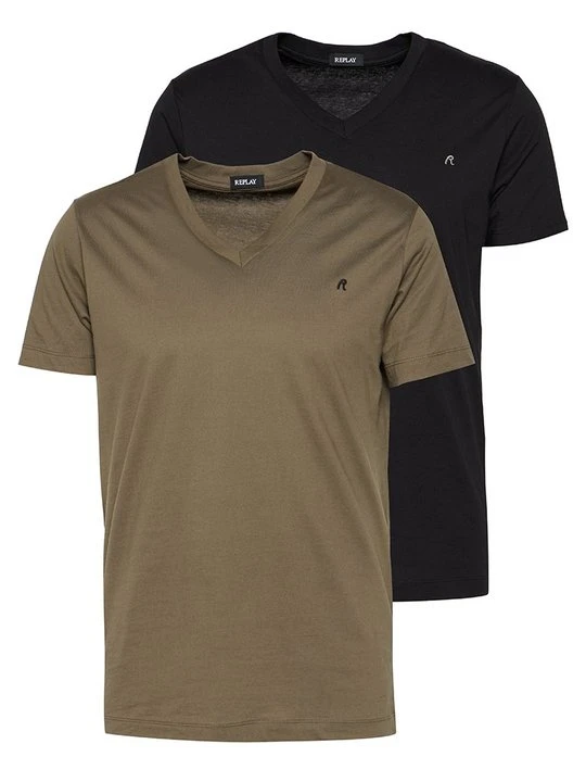 Zdjęcie produktu T-shirt basic Replay oliwkowy