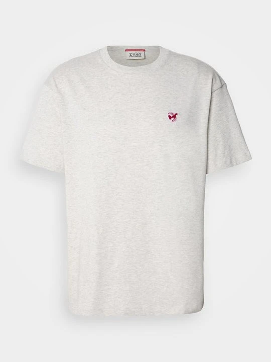 Zdjęcie produktu T-shirt basic Scotch & Soda jasnobrązowy melanż