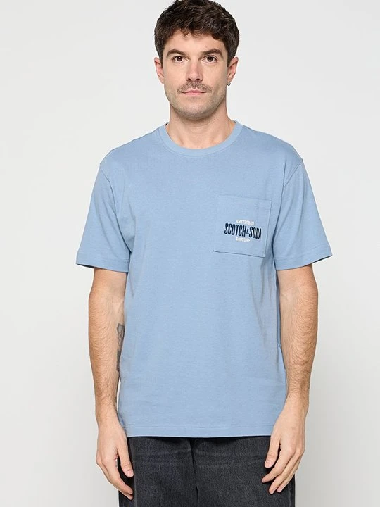 Zdjęcie produktu T-shirt basic Scotch & Soda jasnoniebieski