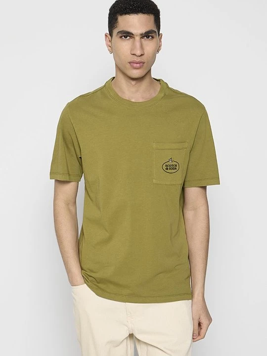Zdjęcie produktu T-shirt basic Scotch & Soda oliwkowy