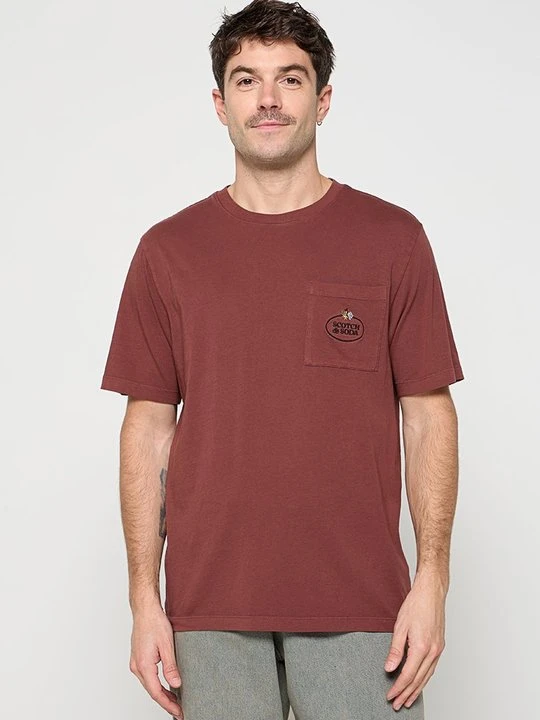 Zdjęcie produktu T-shirt basic Scotch & Soda brązowy