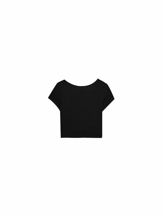 Zdjęcie produktu T-shirt basic Stradivarius metaliczna czerń
