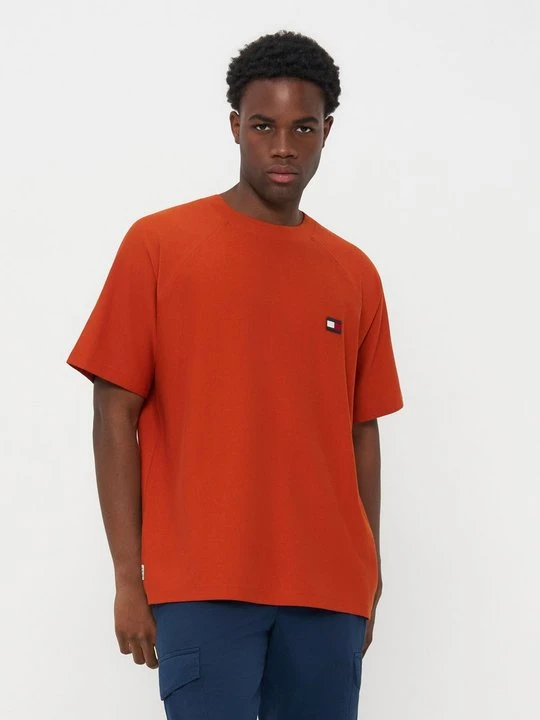 Zdjęcie produktu T-shirt basic Tommy Hilfiger pomarańczowy