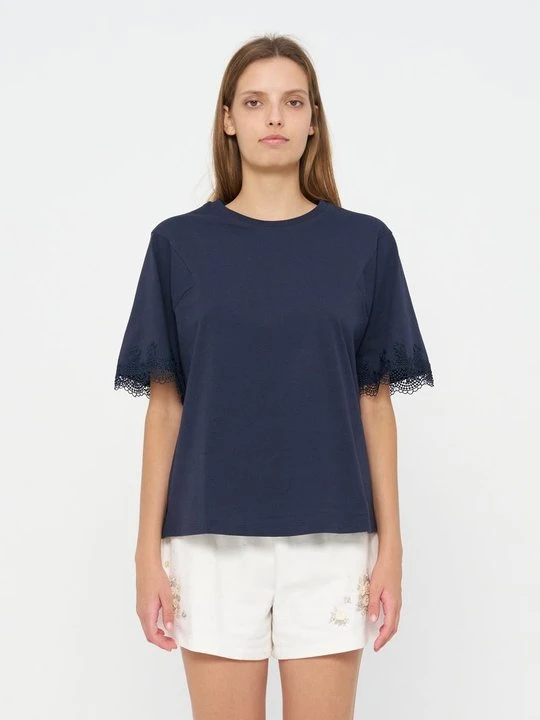 Zdjęcie produktu T-shirt basic TWINSET granatowy