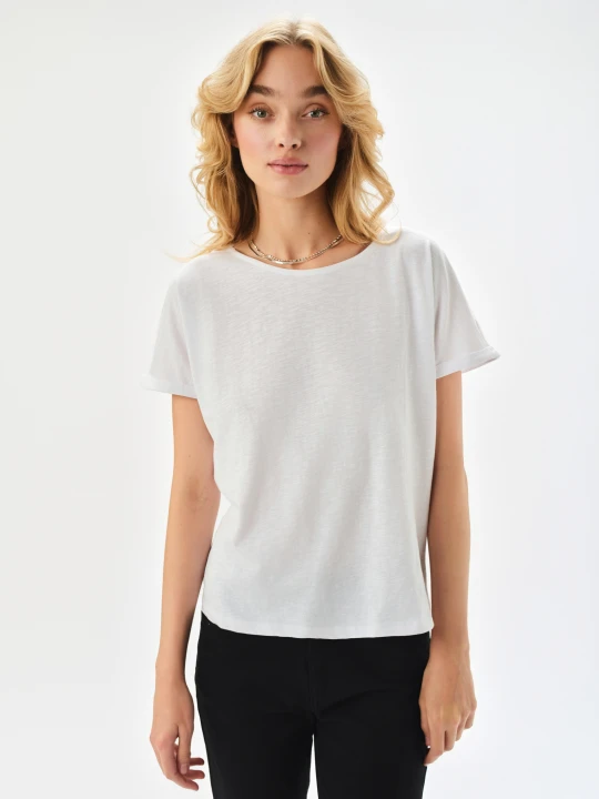 Zdjęcie produktu T-shirt bawełniany w białym kolorze TOP SECRET