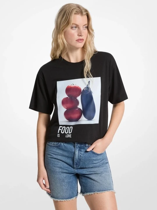Zdjęcie produktu T-shirt bawełniany z logo Watch Hunger Stop Michael Kors CZARNY (Czarny)