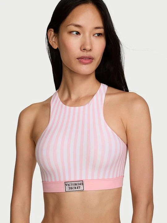 Zdjęcie produktu T-shirt Biustonosz bawełniany braletka z logo Shine Patch Victoria's Secret Z nadrukiem