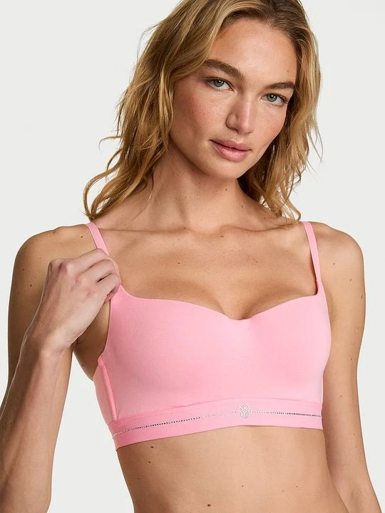 Zdjęcie produktu T-shirt Biustonosz lekko usztywniany bawełniany balkonetka Signature Shine Victoria's Secret Różowy
