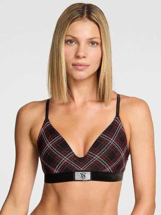 Zdjęcie produktu T-shirt Biustonosz lekko usztywniany bawełniany bez fiszbin Shine Patch Velvet Victoria's Secret Z nadrukiem