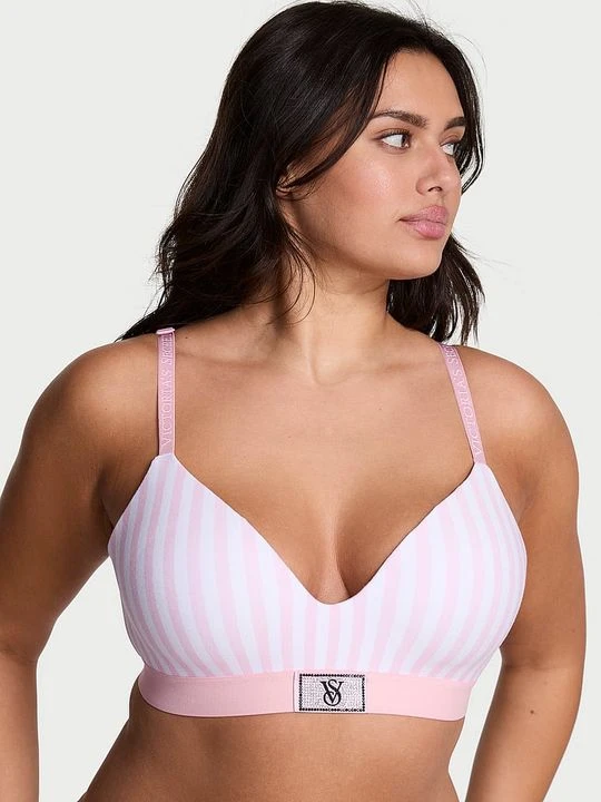 Zdjęcie produktu T-shirt Biustonosz lekko usztywniany bawełniany bez fiszbin Shine Patch Victoria's Secret Paski