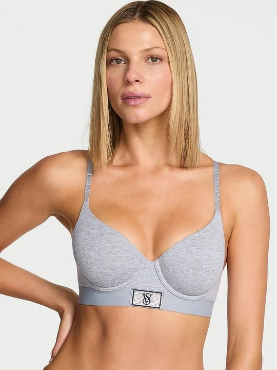 Zdjęcie produktu T-shirt Biustonosz lekko usztywniany Shine Patch Demi Victoria's Secret Szary