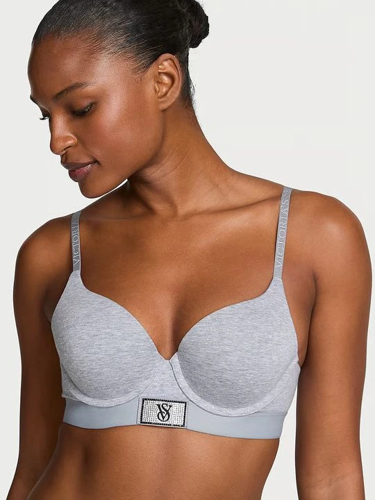 Zdjęcie produktu T-shirt Biustonosz push-up bawełniany Perfect Shape Shine Patch Victoria's Secret Szary
