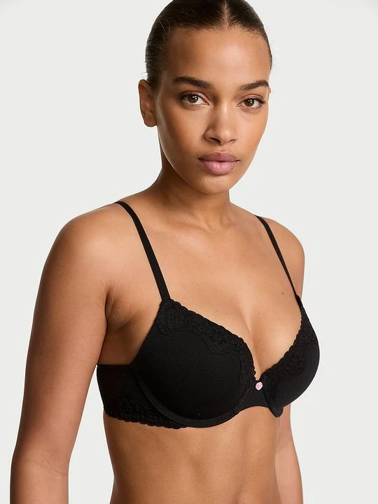 Zdjęcie produktu T-shirt Biustonosz push-up bawełniany Perfect Shape Victoria's Secret Czarny