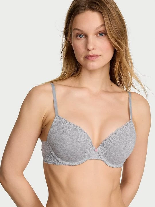 Zdjęcie produktu T-shirt Biustonosz push-up bawełniany Perfect Shape Victoria's Secret Szary