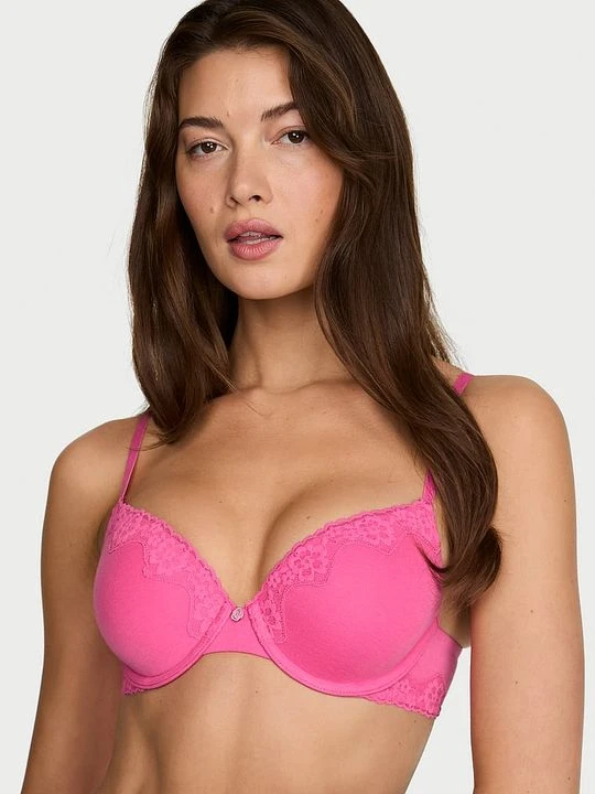 Zdjęcie produktu T-shirt Biustonosz push-up bawełniany Perfect Shape Victoria's Secret Różowy