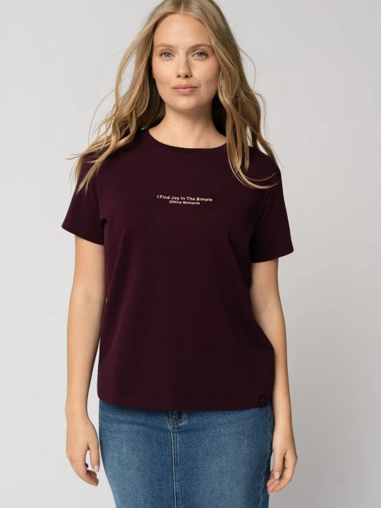 Zdjęcie produktu T-shirt boxy T-ENJOY Volcano Burgundowy