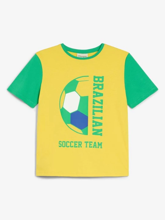 Zdjęcie produktu T-shirt brazylijskiej drużyny futbolowej, z czystej bawełny organicznej BonPrix żółty