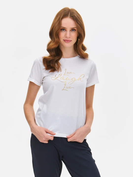 Zdjęcie produktu T-shirt damski biały - SPO6130BI t-shirt krótki rękaw - TOP SECRET - Odzieżowy sklep internetowy TOP SECRET