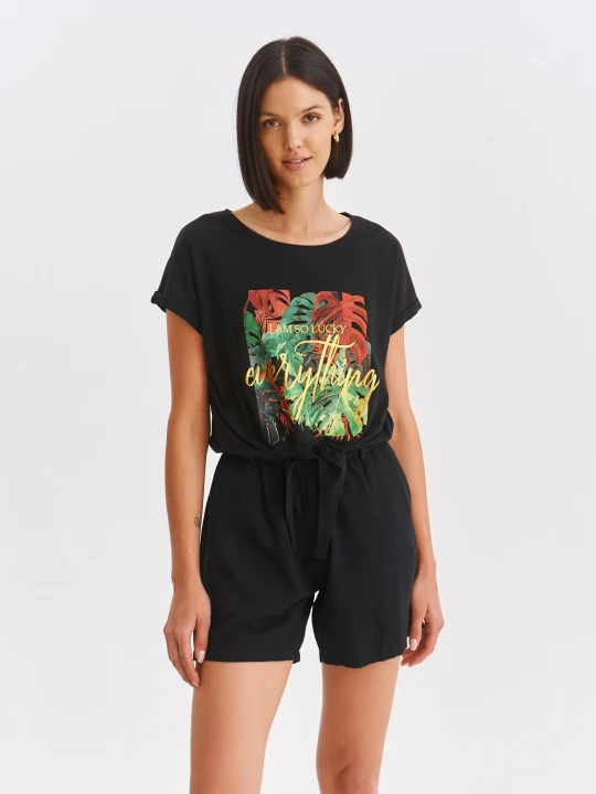 Zdjęcie produktu T-shirt damski czarny - SPO6230CA t-shirt krótki rękaw - TOP SECRET - Odzieżowy sklep internetowy TOP SECRET