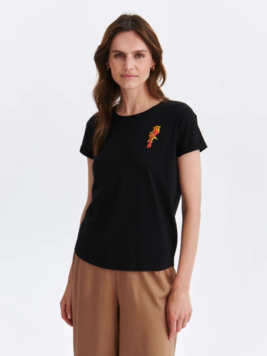 Zdjęcie produktu T-shirt damski czarny - SPO6235CA t-shirt krótki rękaw - TOP SECRET - Odzieżowy sklep internetowy TOP SECRET