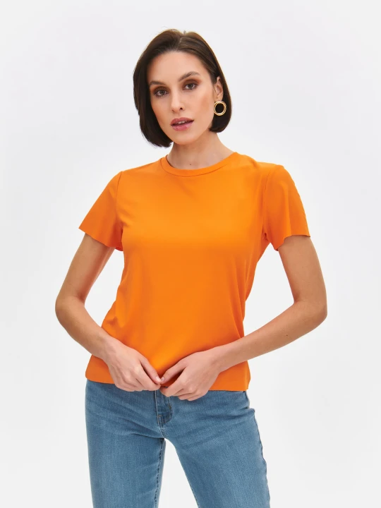 Zdjęcie produktu T-shirt damski pomarańczowy - SPO6120PO t-shirt krótki rękaw - TOP SECRET - Odzieżowy sklep internetowy TOP SECRET