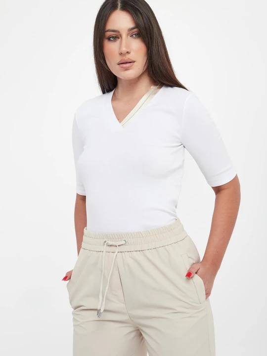 Zdjęcie produktu T-shirt damski prążkowany PESRICO Peserico