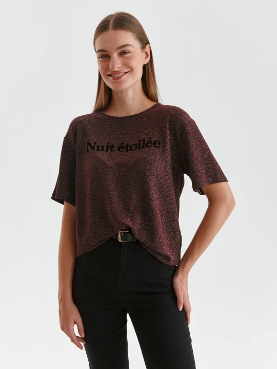 Zdjęcie produktu T-shirt damski różowy - SPO5811RO t-shirt krótki rękaw - TOP SECRET - Odzieżowy sklep internetowy TOP SECRET