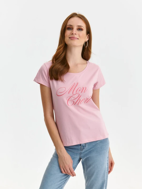 Zdjęcie produktu T-shirt damski różowy - SPO6105RO t-shirt krótki rękaw - TOP SECRET - Odzieżowy sklep internetowy TOP SECRET
