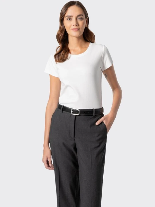 Zdjęcie produktu T-shirt damski z bawełny basic ecru Wittchen
