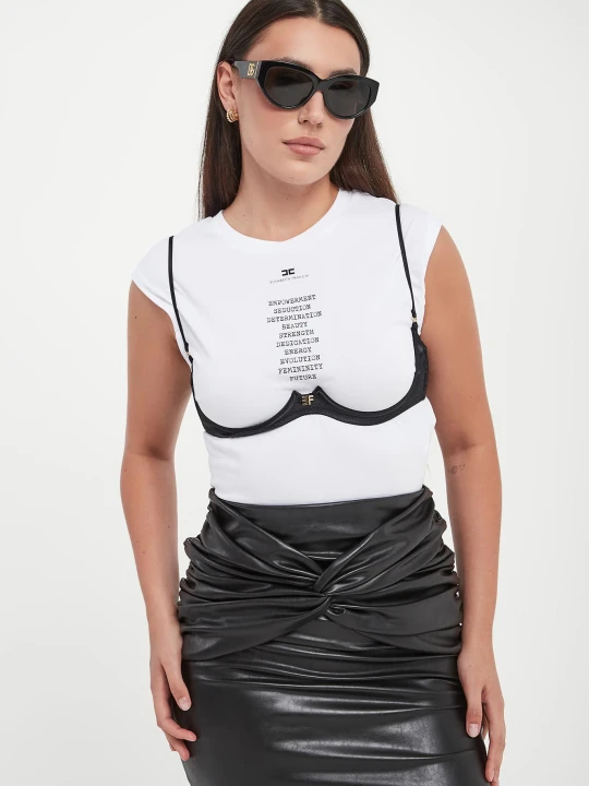 Zdjęcie produktu T-shirt damski z braletką ELISABETTA FRANCHI
