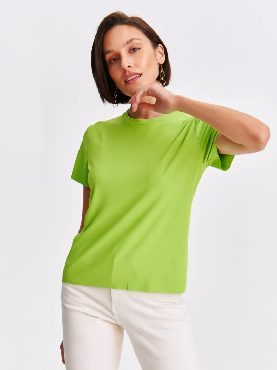 Zdjęcie produktu T-shirt damski zielony - SPO6159ZI t-shirt krótki rękaw - TOP SECRET - Odzieżowy sklep internetowy TOP SECRET