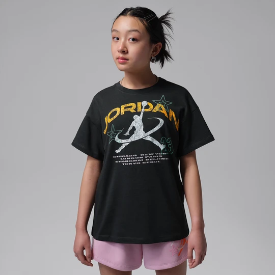 Zdjęcie produktu T-shirt dla dużych dzieci Geo World Tour Jordan - Czerń