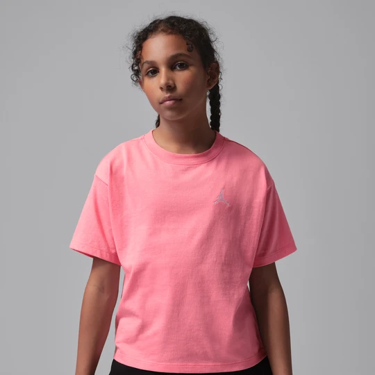 Zdjęcie produktu T-shirt z haftem dla dużych dzieci (dziewcząt) Jordan Brooklyn Essentials - Różowy