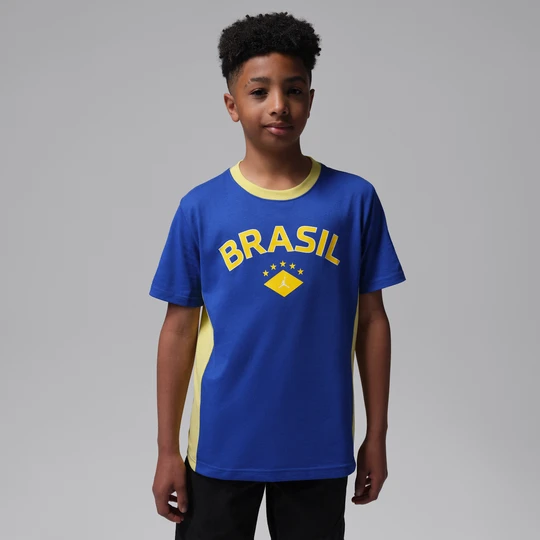 Zdjęcie produktu T-shirt dla dużych dzieci z nadrukiem Brazylia Jordan - Niebieski