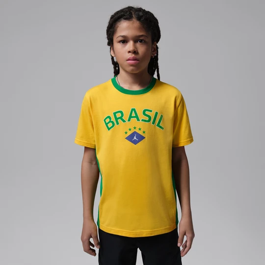Zdjęcie produktu T-shirt dla dużych dzieci z nadrukiem Brazylia Jordan - Żółty