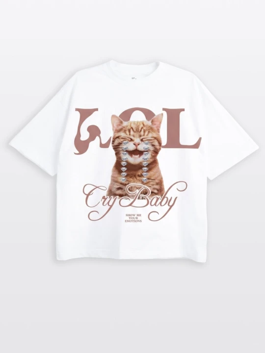 Zdjęcie produktu T-shirt dziewczęcy boxy z grafiką z przodu Reporter