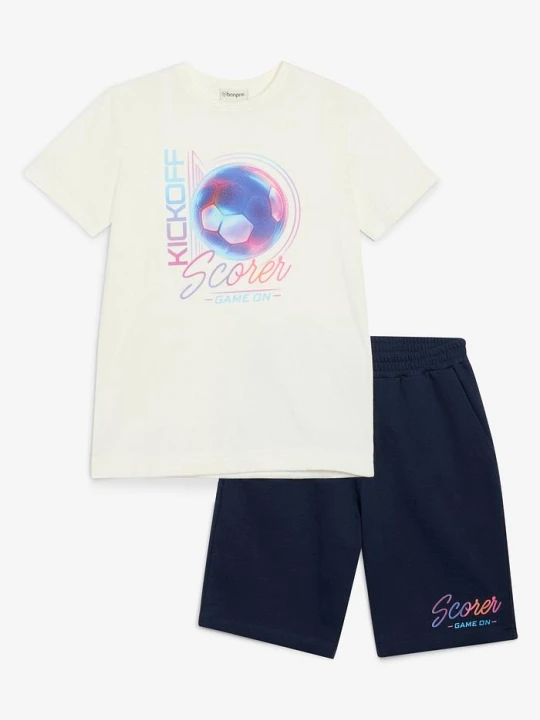 Zdjęcie produktu T-shirt i bermudy dresowe z czystej bawełny organicznej (komplet 2.-cz) BonPrix biały