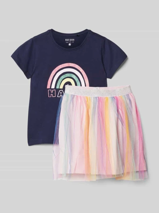 Zdjęcie produktu T-shirt i spódnica w zestawie BLUE SEVEN Granatowy