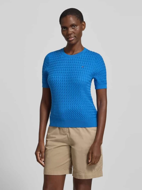 Zdjęcie produktu T-shirt krój slim fit z czystej bawełny Tommy Hilfiger Królewski niebieski