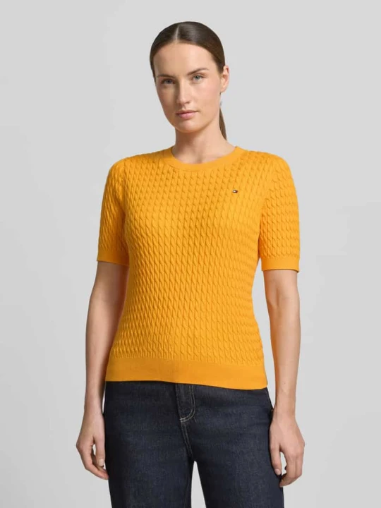 Zdjęcie produktu T-shirt krój slim fit z czystej bawełny Tommy Hilfiger Terakotowy
