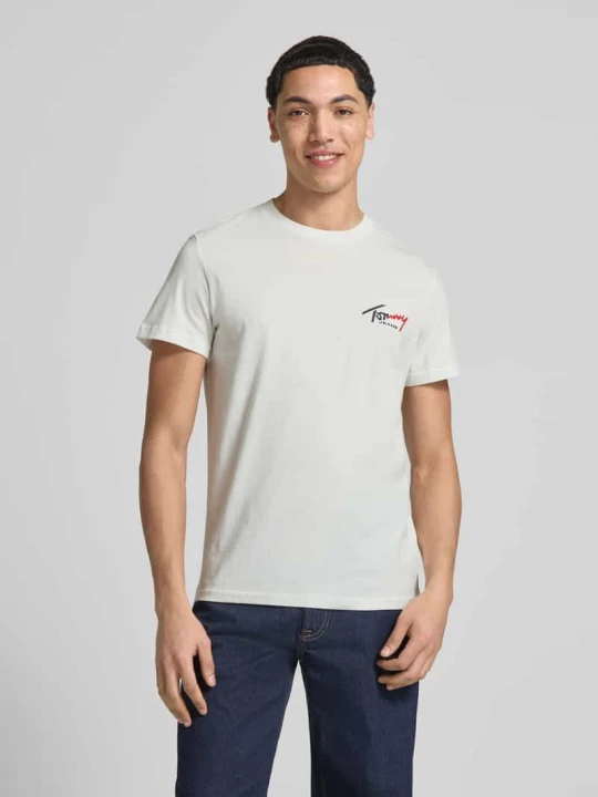 Zdjęcie produktu T-shirt krój slim fit z czystej bawełny Tommy Jeans Złamany biały