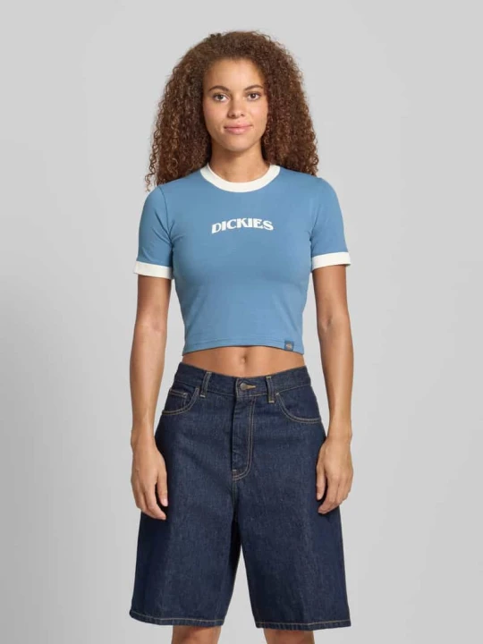 Zdjęcie produktu T-shirt krótki z nadrukiem z logo Dickies Jasnoniebieski
