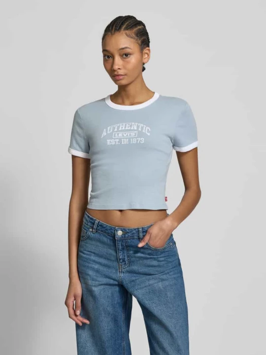 Zdjęcie produktu T-shirt krótki z nadrukiem z logo Levi's Biały