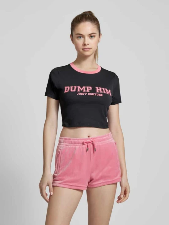 Zdjęcie produktu T-shirt krótki z nadrukiem z napisem Juicy Couture Czarny