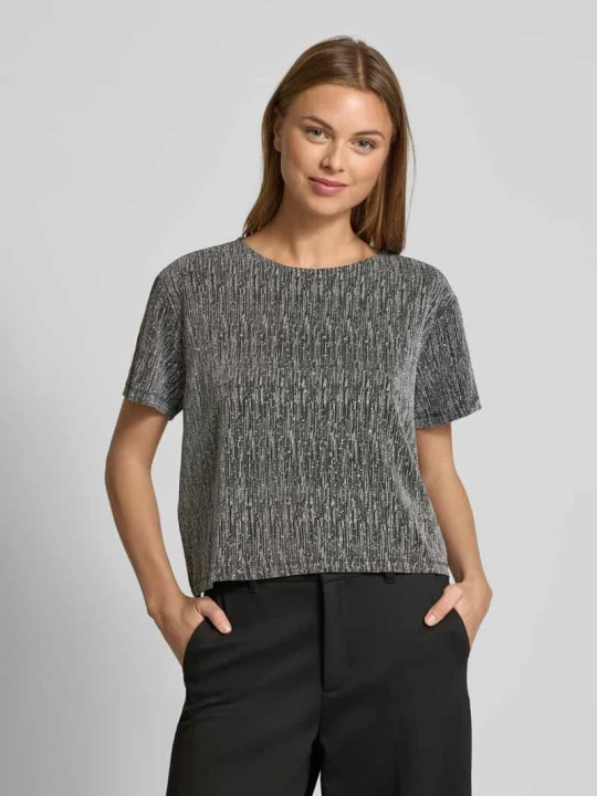 Zdjęcie produktu T-shirt krótki z okrągłym dekoltem model ‘SILNA’ Vila Srebrny
