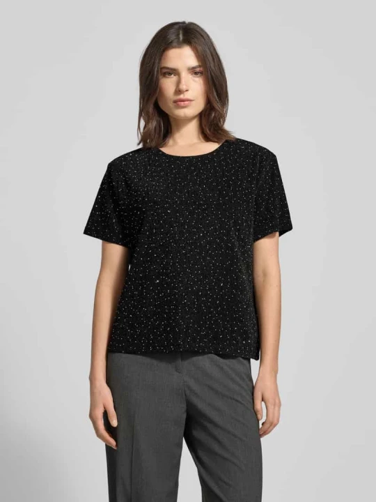 Zdjęcie produktu T-shirt krótki z okrągłym dekoltem model ‘SILNA’ Vila Czarny