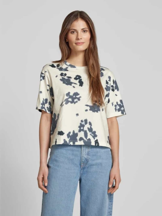 Zdjęcie produktu T-shirt krótki z okrągłym, prążkowanym dekoltem Jake*s Jeansowy niebieski